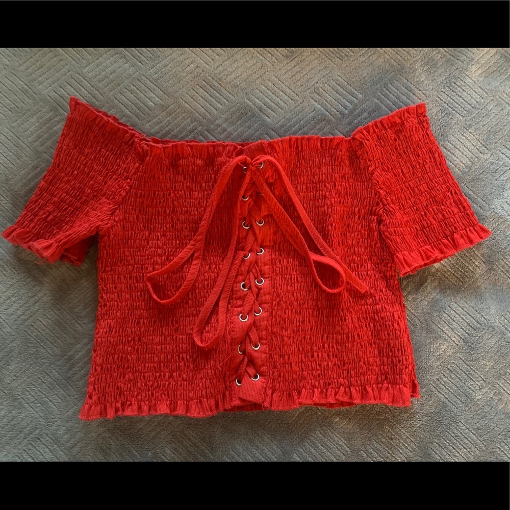 Red off the shoulder top